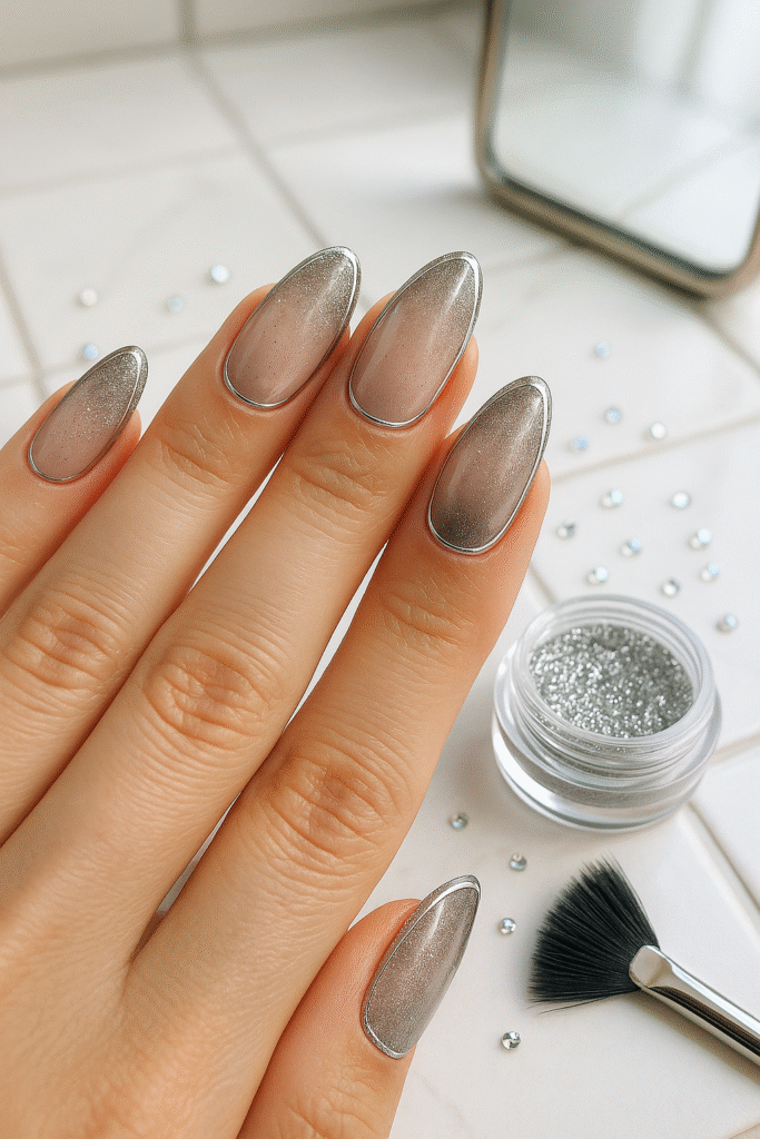 Glitter Smoke French Outline