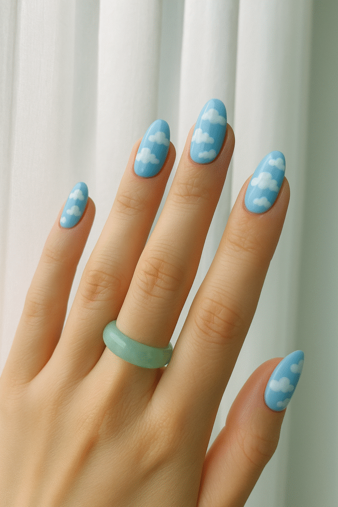 Cloudy Sky Nail Art