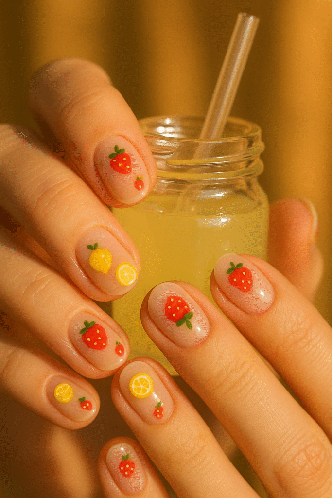Microfruit Mani (Tiny Strawberries + Lemons)