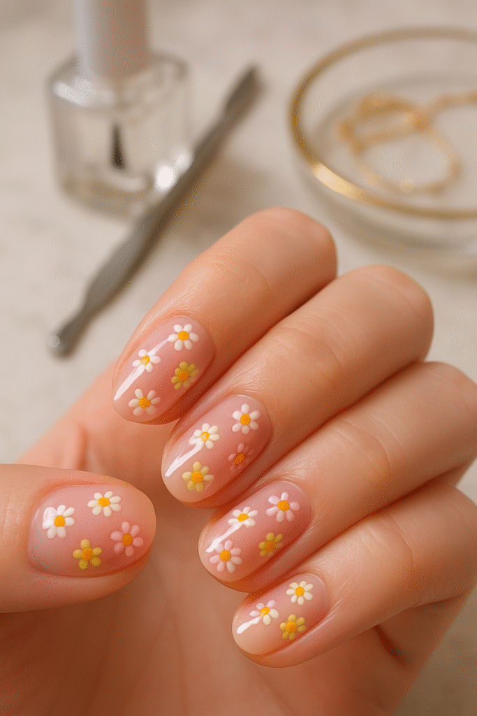 Floral Bloom Stickers on Nude Base