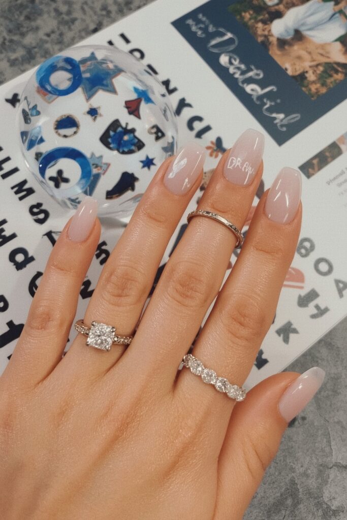 Clear jelly nails with floating letter decals