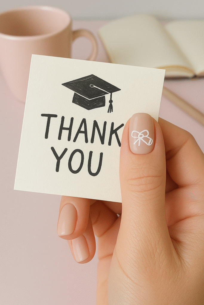 Mini diploma sketch in white on accent nail