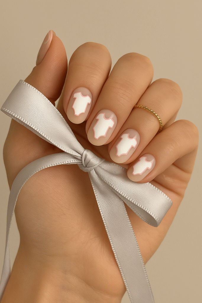 White Onesie Silhouette Nails