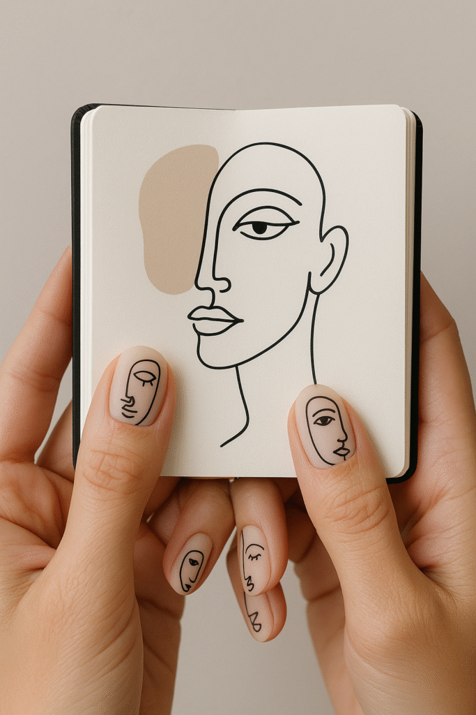 Abstract Face Line Art