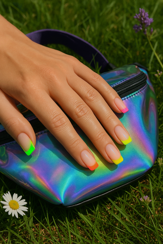 Glowstick Neon French Tips