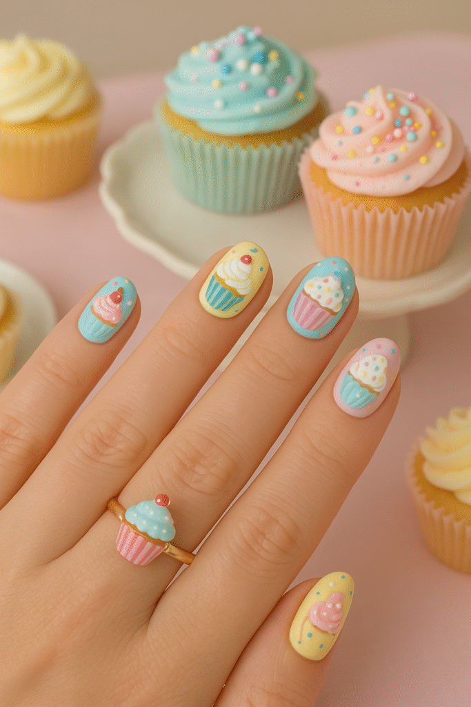 Baby Shower Cupcake Nails