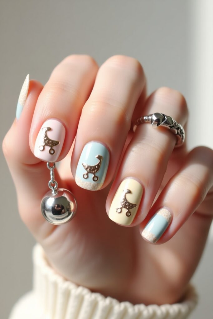 Metallic Baby Stroller Nails
