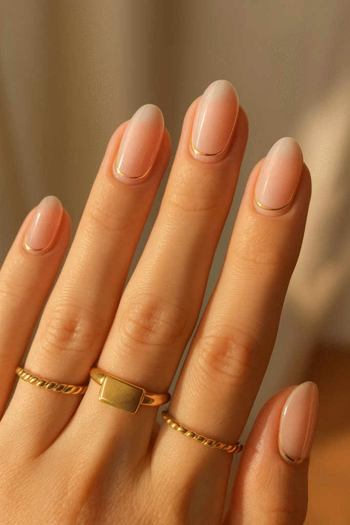 Simple Gold Linework on Sheer Pink