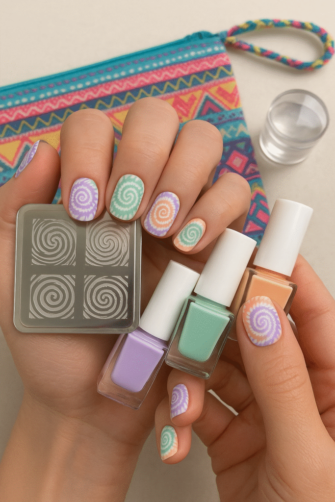 Tie-Dye Stamped Spirals