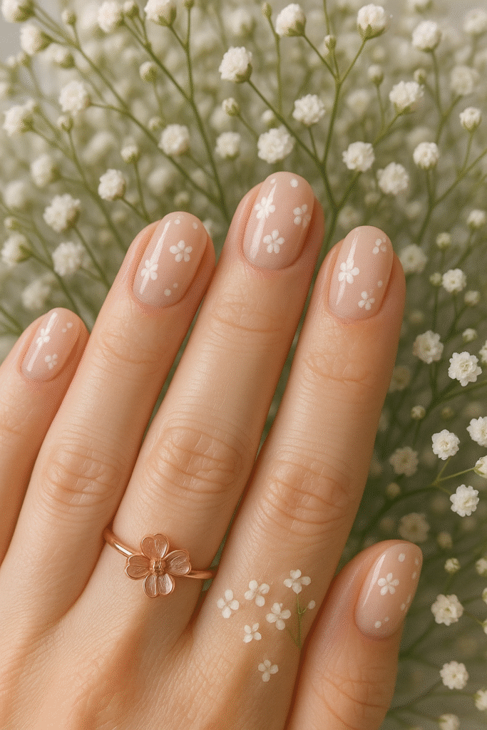 Baby’s Breath Flower Nails
