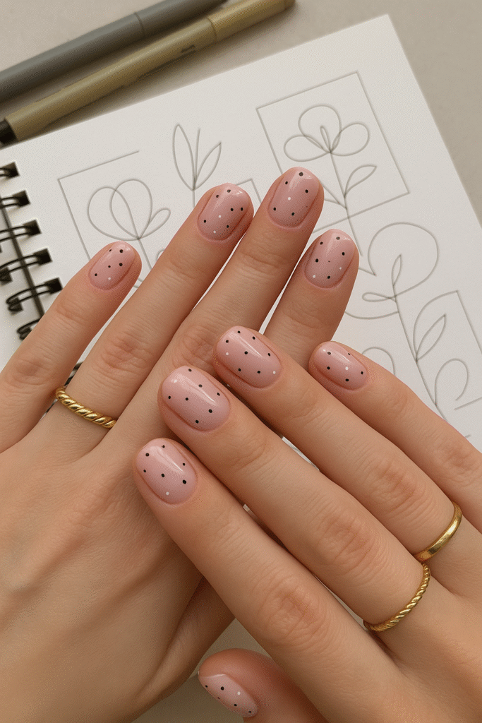 Nude Nails with Tiny Dots