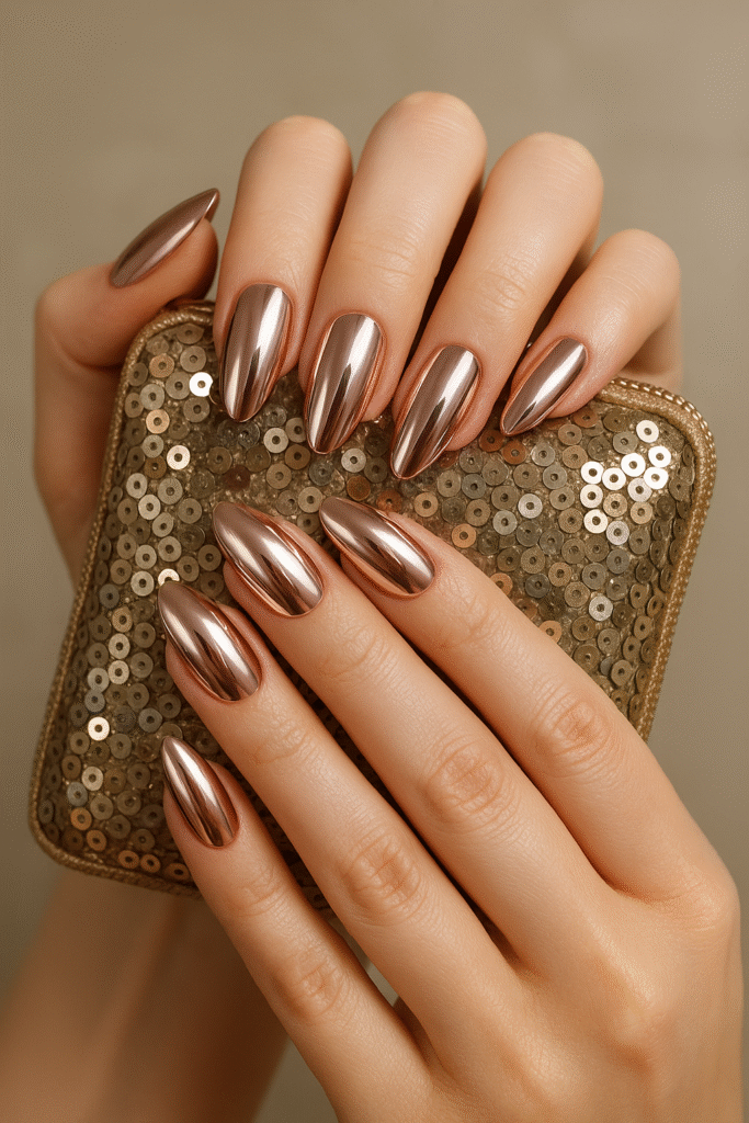 Press-On Chrome Almond Nails