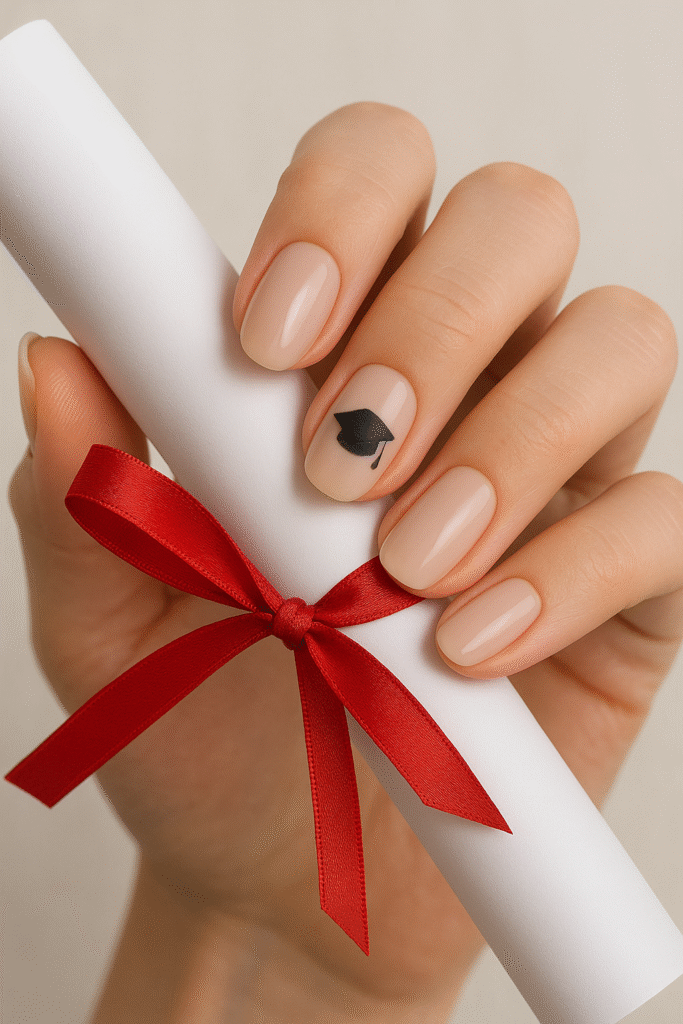 Graduation cap icon as a ring finger accent