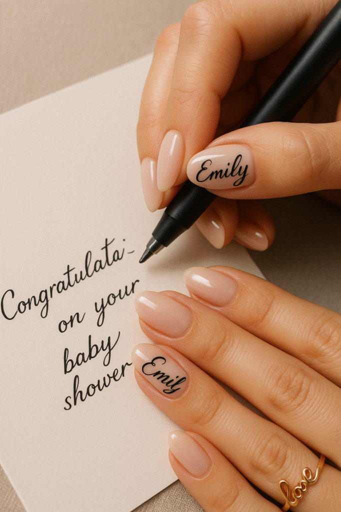 Baby Name Script Nails