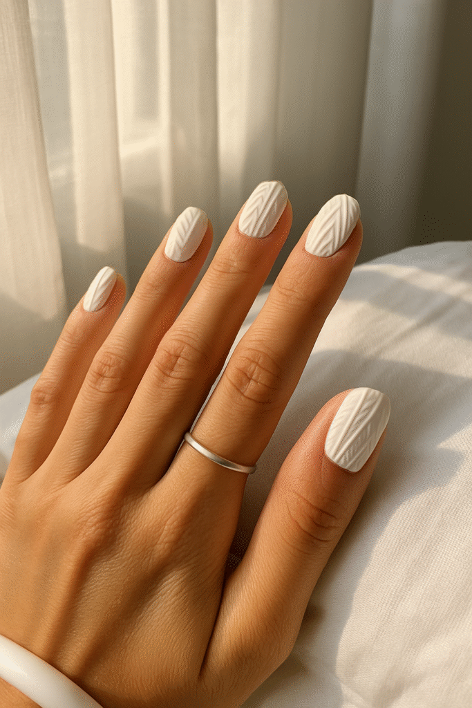 White-on-white texture nail art (for close-ups)