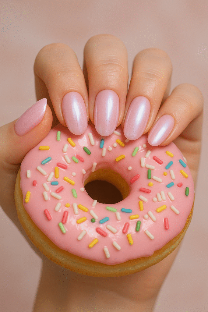 Pink Glazed Donut Nails