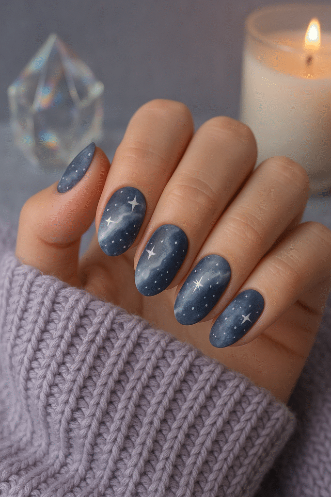 Matte Marble Galaxy Nails