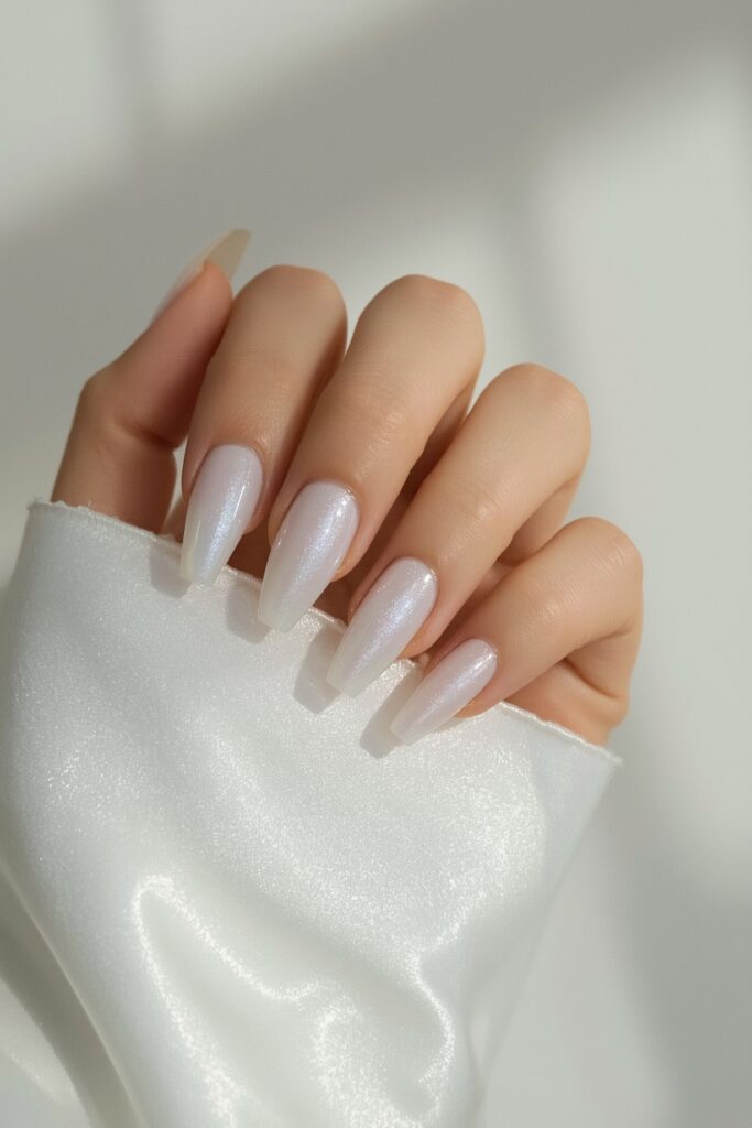 Pearlescent White Aura Nails