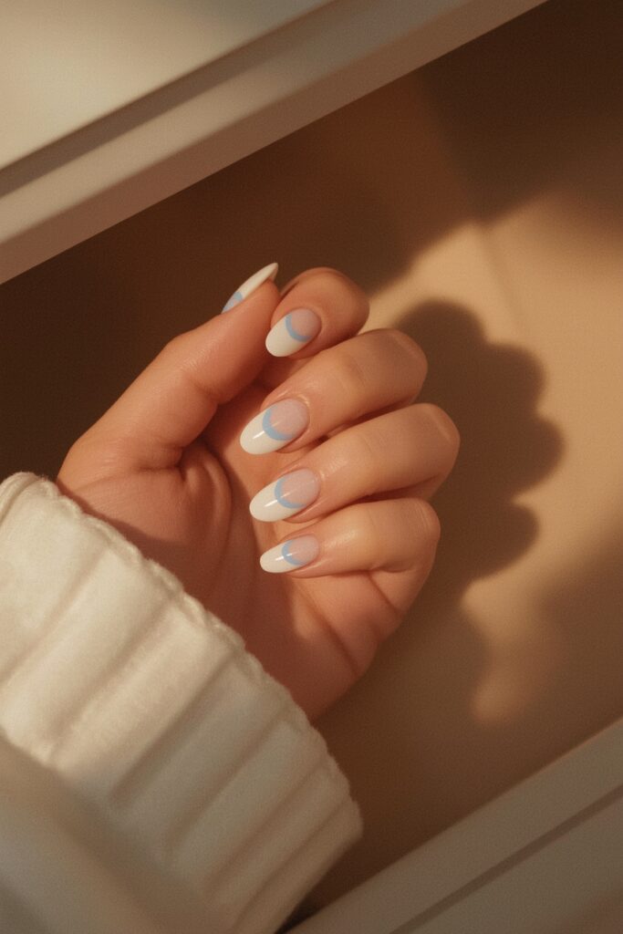 Reverse French with Baby Blue