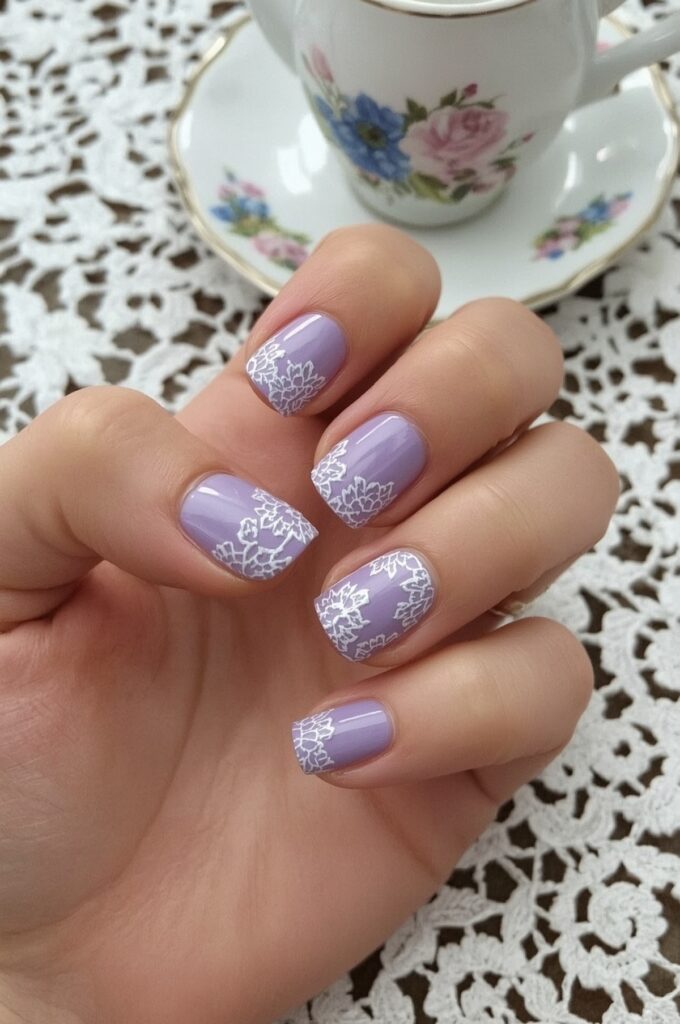 Lace Pattern Mother’s Day Nail Art