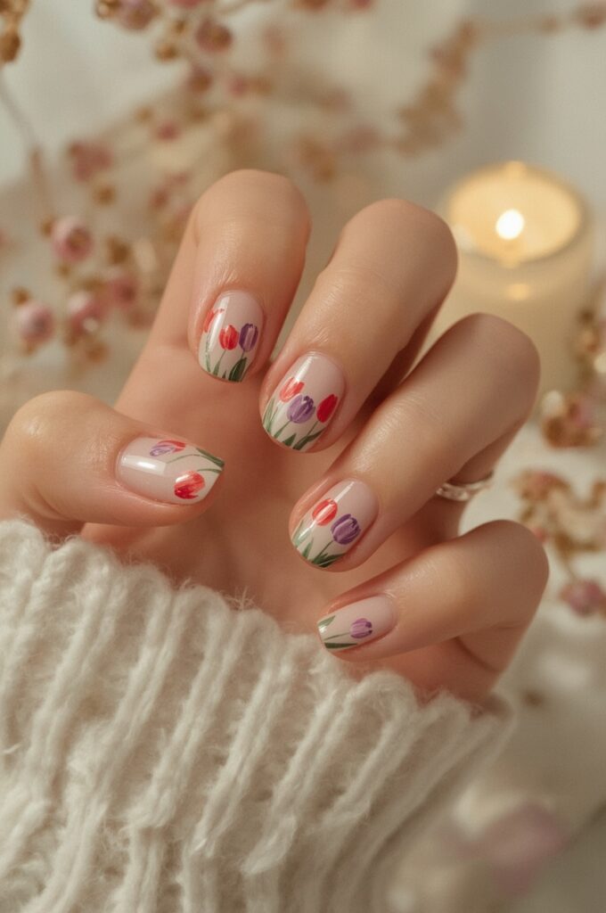 Tiny Tulip Nail Art