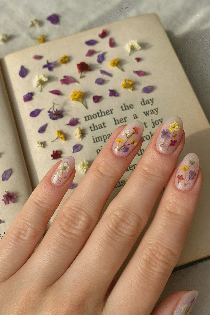 Dried Flower Mother’s Day Nails