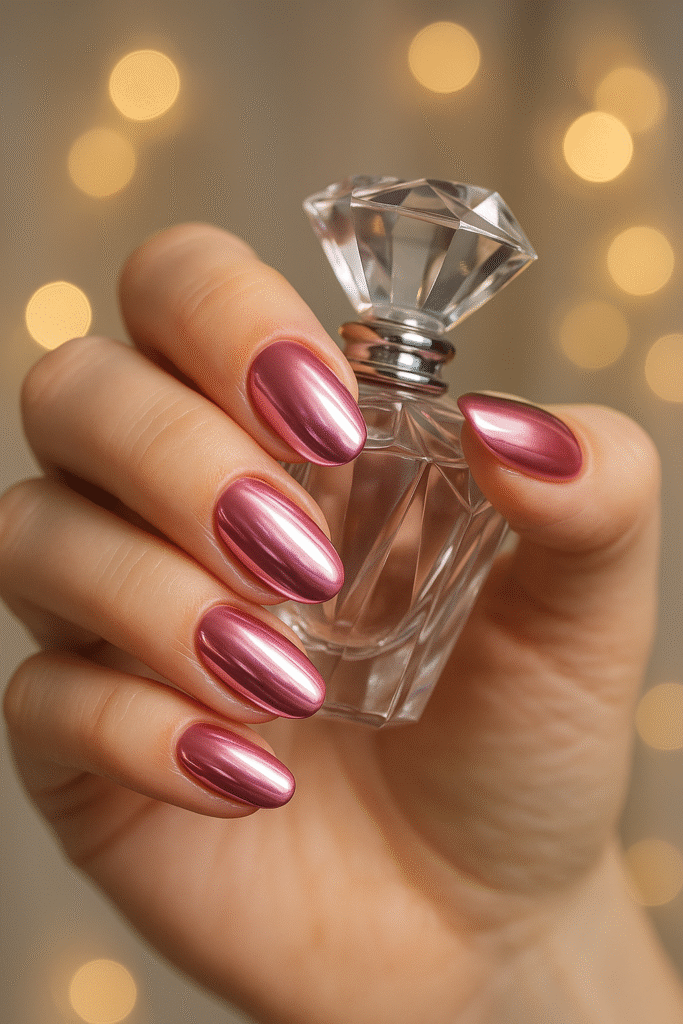 Chrome Shine Mother’s Day Nail Art