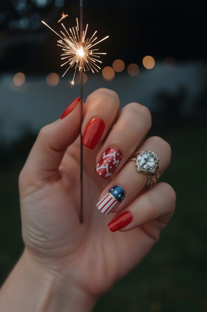 Firecracker Accent Nail