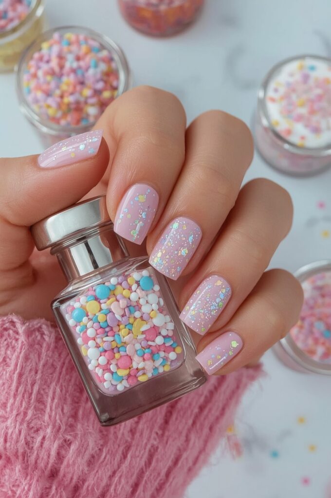 Confetti Sparkle Mother’s Day Nails