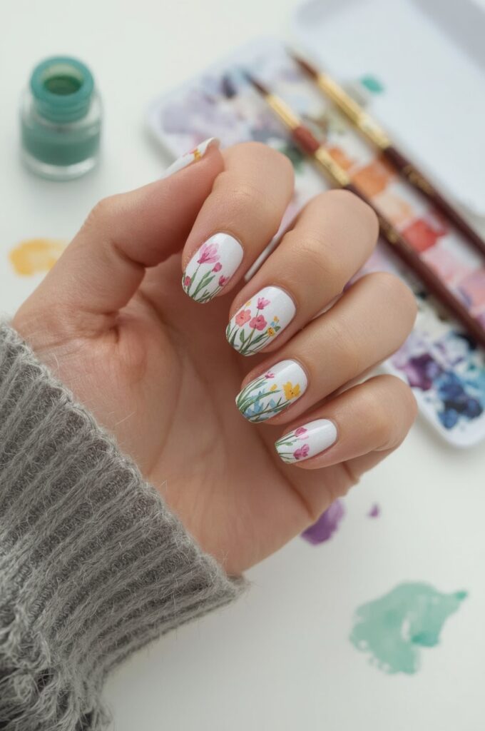 Watercolor Garden Nails