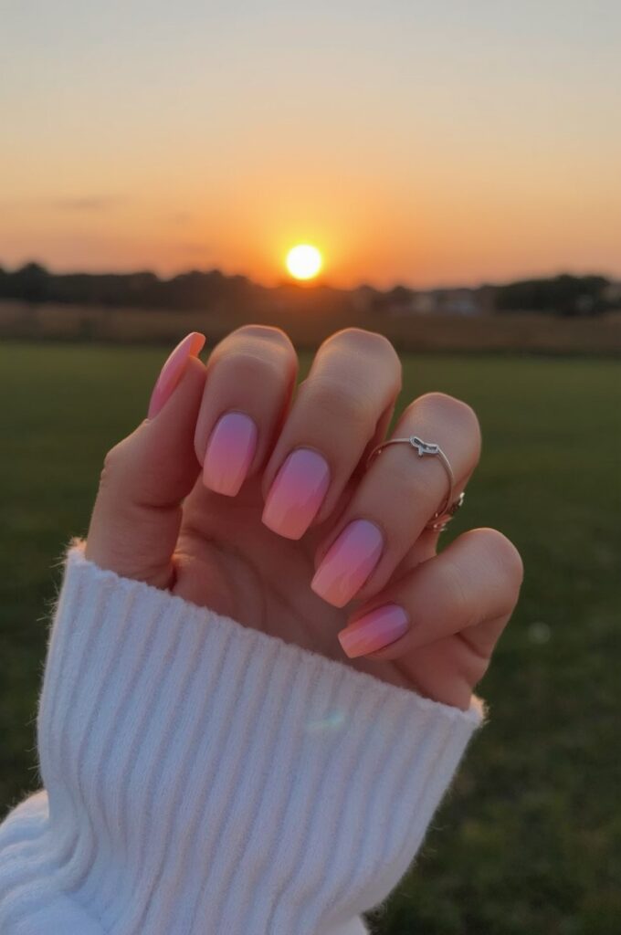 Soft Gradient Sunset Nails