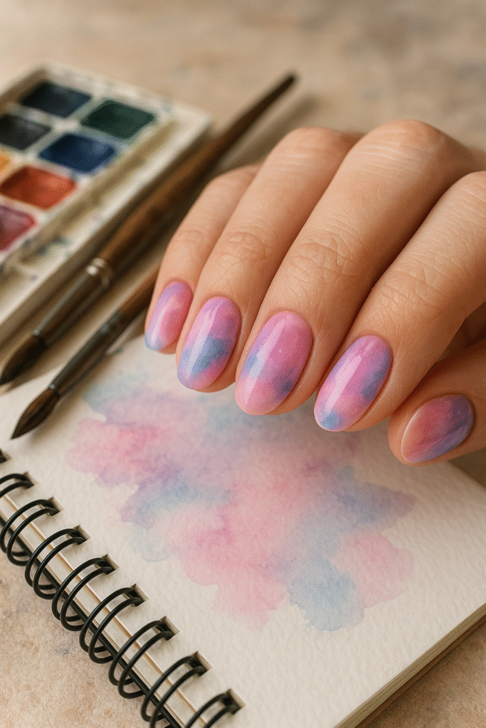 Watercolor Mother’s Day Nail Design