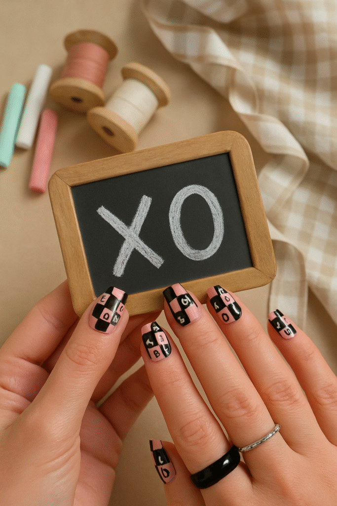 XO Checkerboard Nails