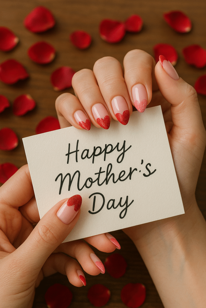 Heart-Shaped French Tip Nail Art