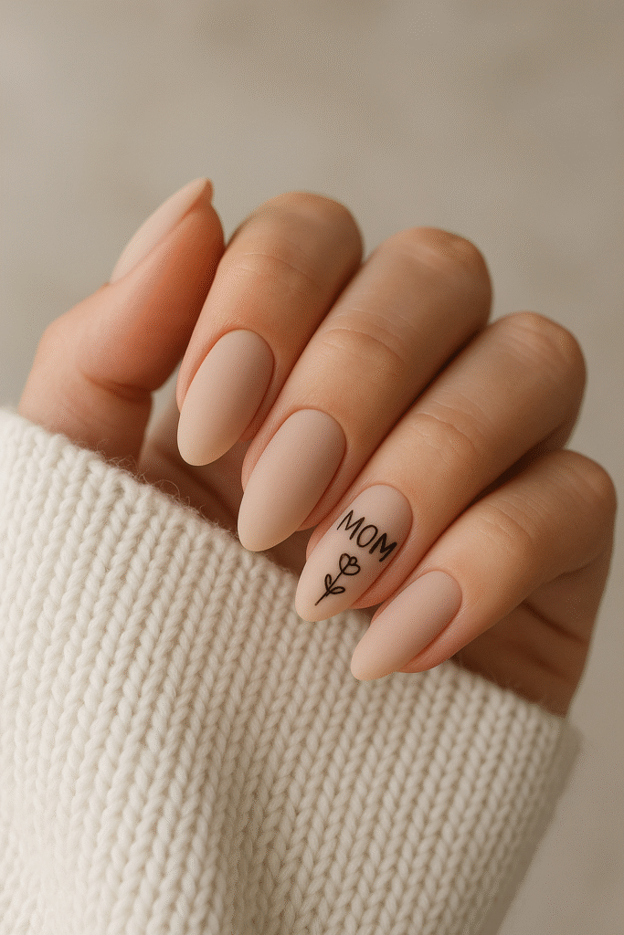 Matte Nude Mother’s Day Nail Art
