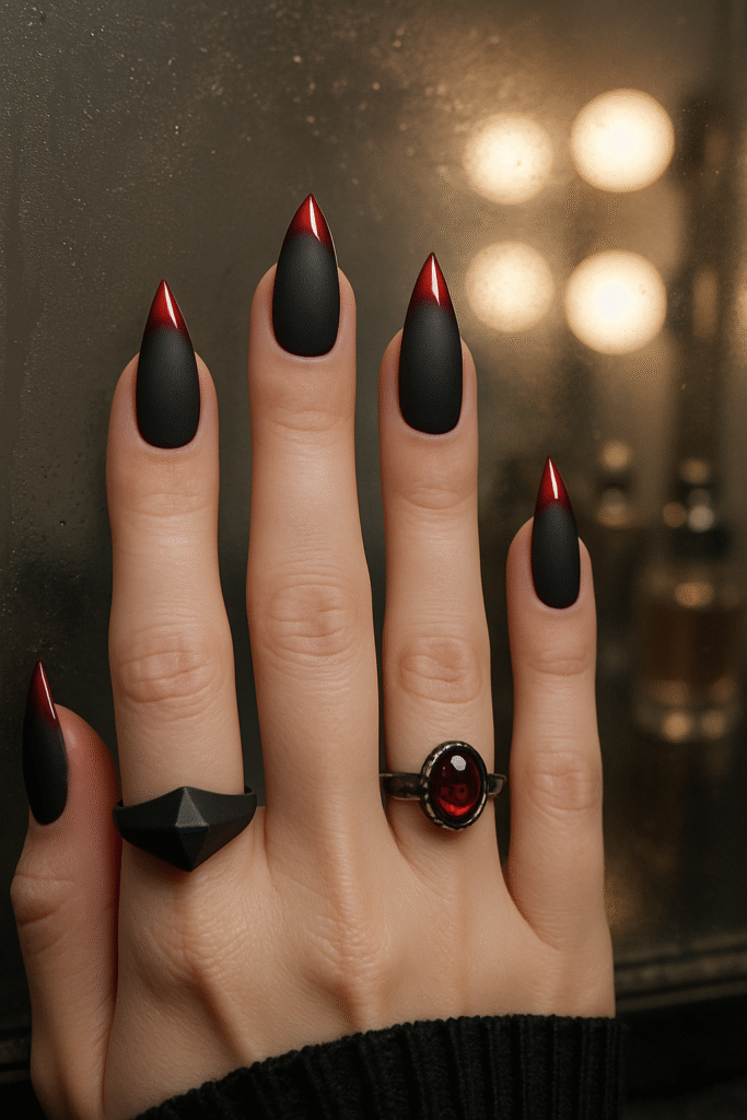 Matte Black with Blood-Red Chrome Tips