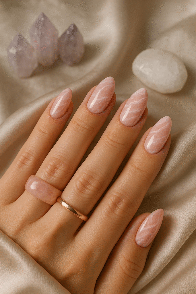 Rose Quartz Marble Nails