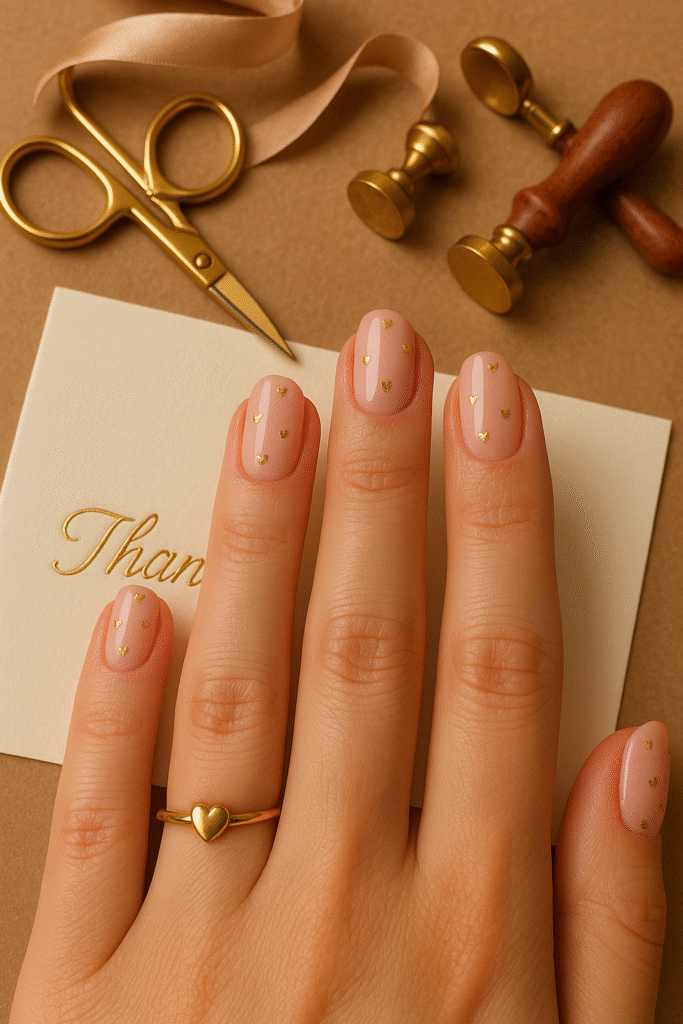 Soft Pink Base with Tiny Gold Heart Foils