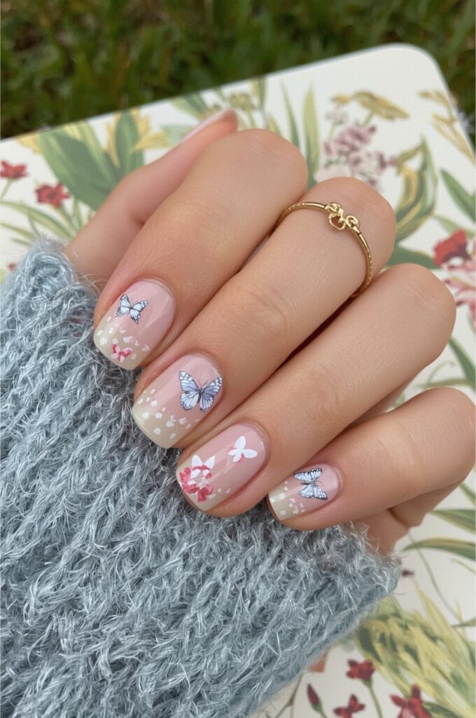 Tiny Butterfly Sticker Nails