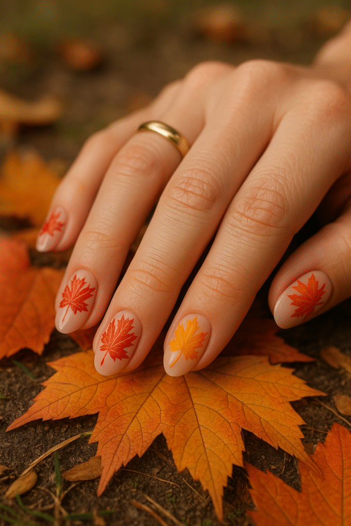 Crisp Leaf Stamped Nails