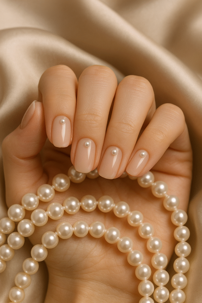Pearl-Accented Mother’s Day Nail Design