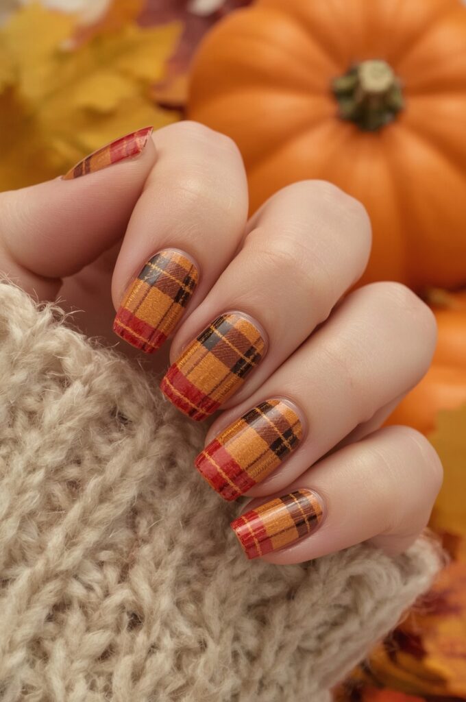 Plaid Patterned Nails