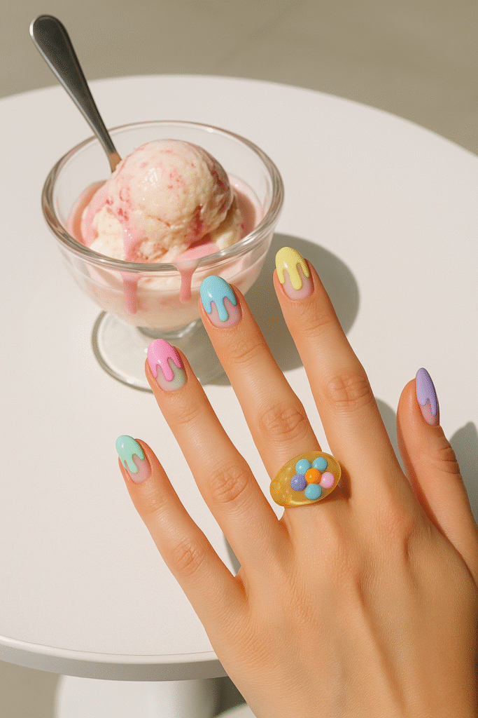 Ice Cream Drip Nails