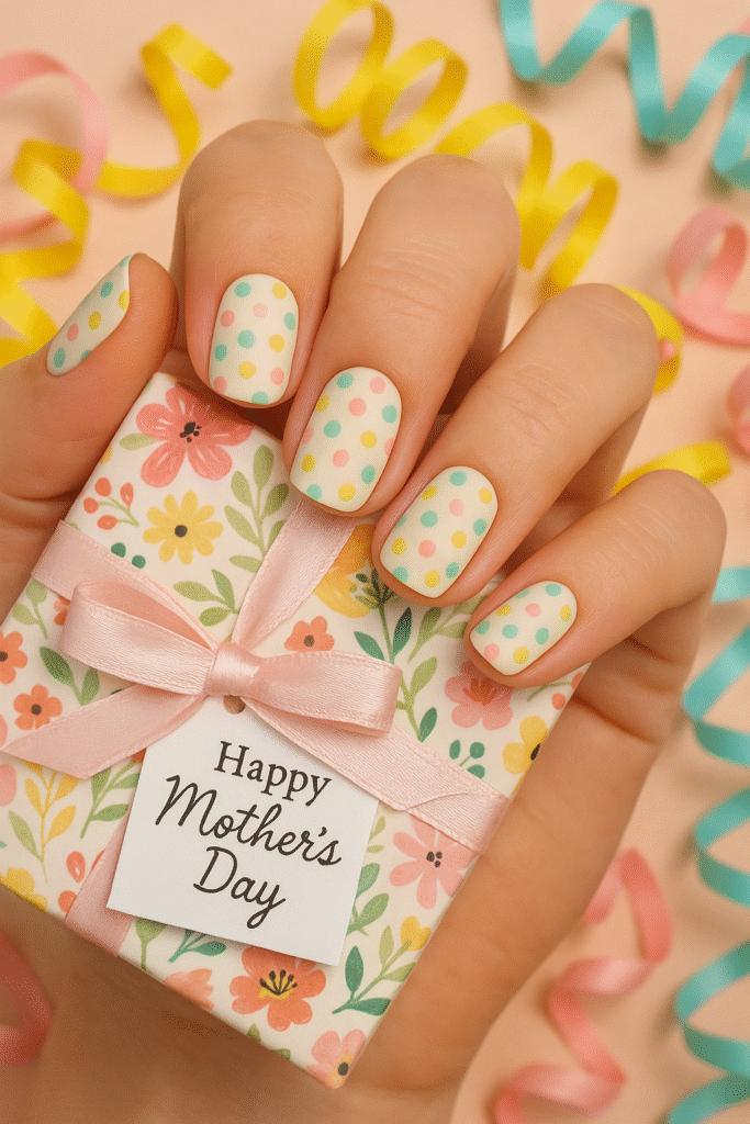 Polka Dot Mother’s Day Nail Design