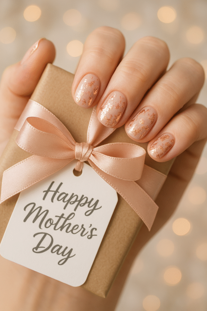 Rose Gold Foil Mother’s Day Nails