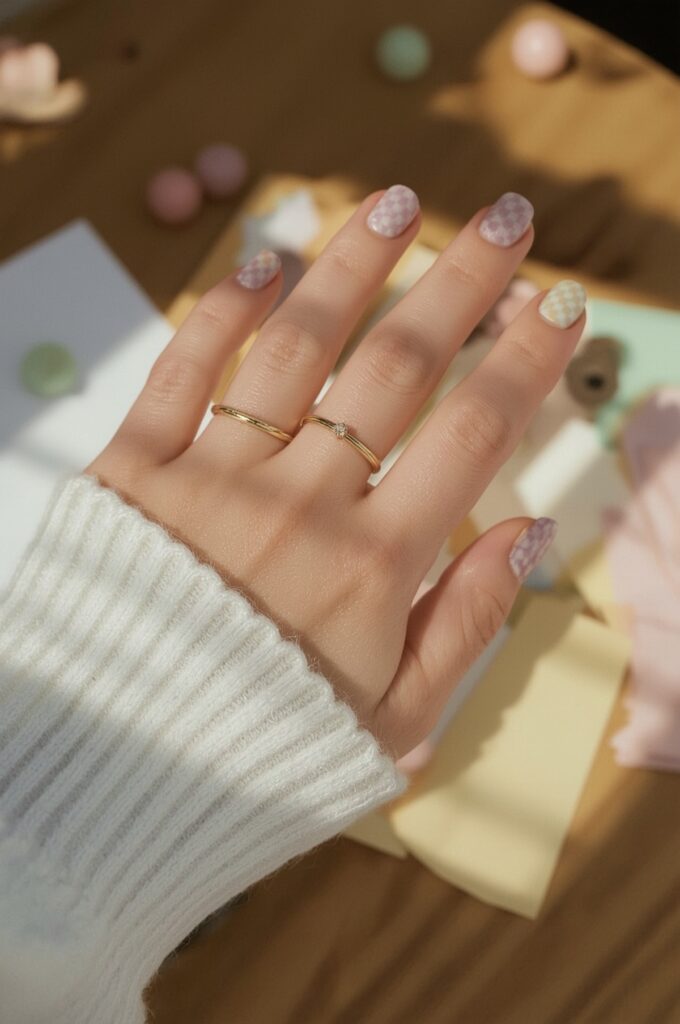 Pastel Checkered Nails