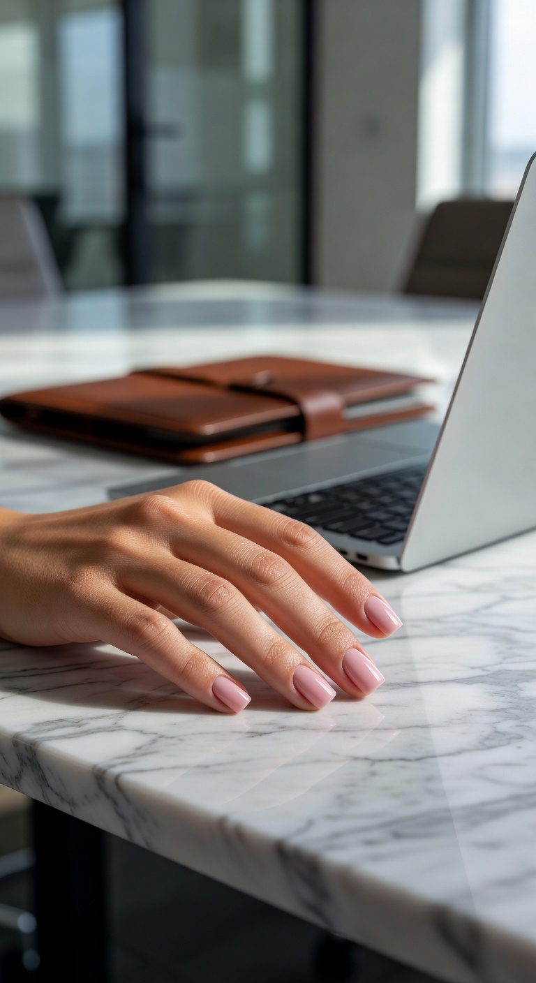ballet pink square nails