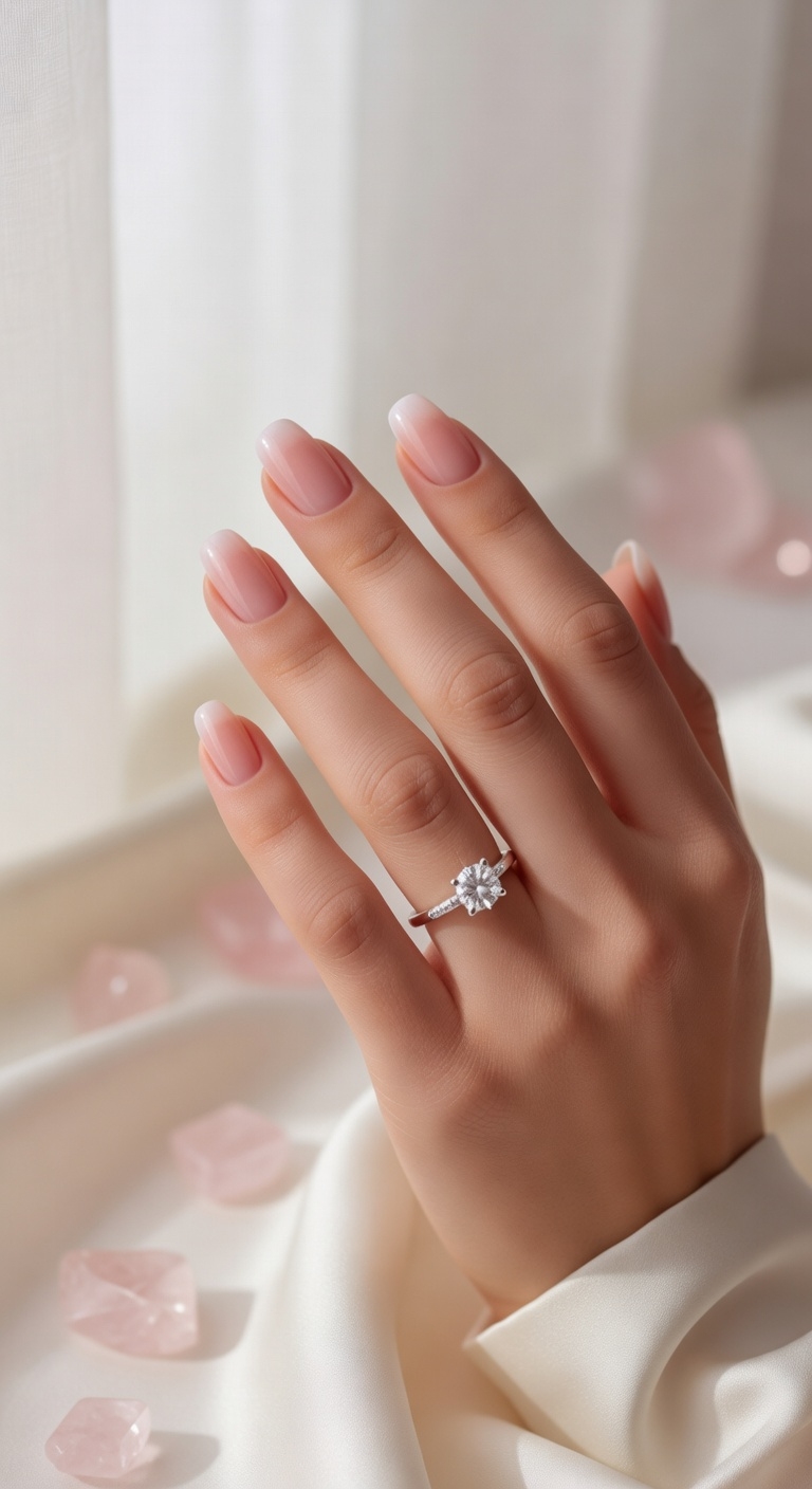 blush ombr french nails