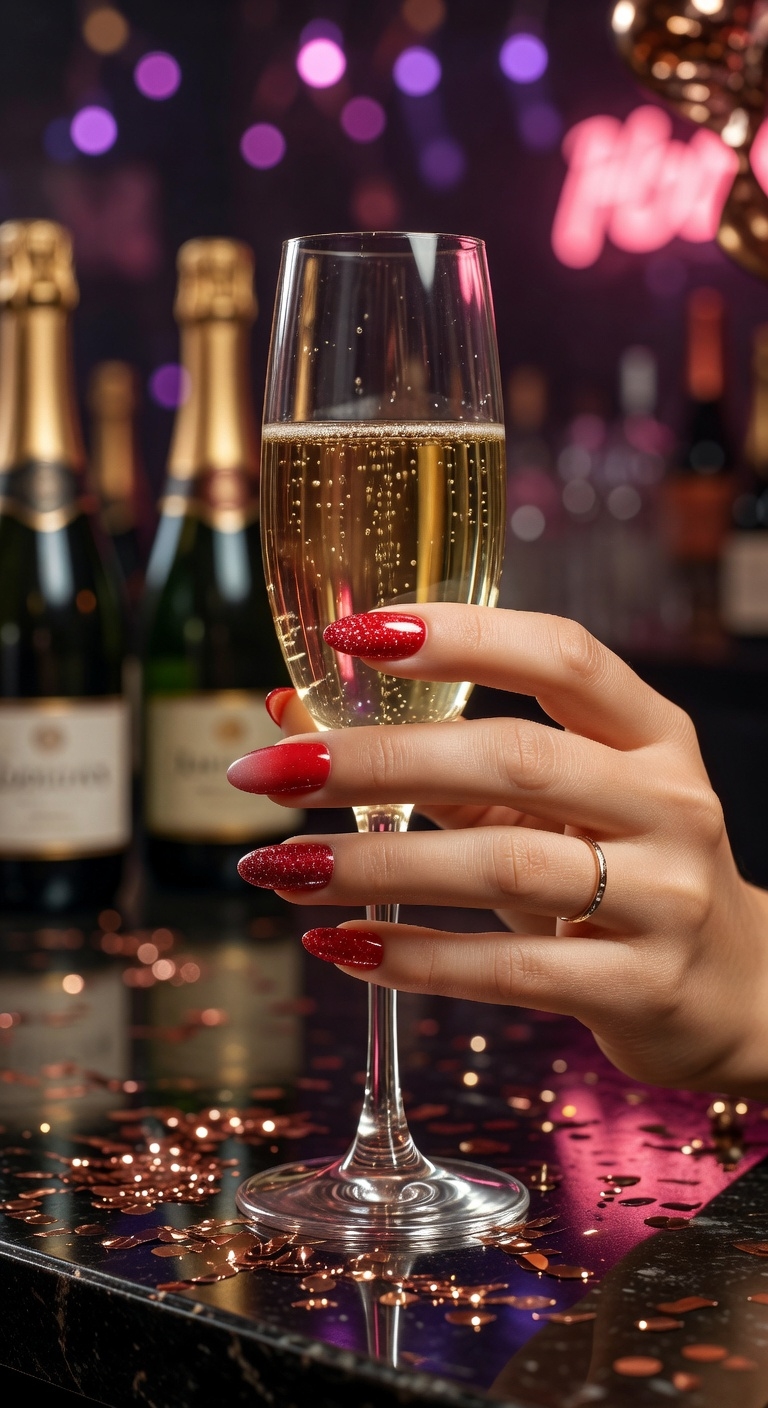 bold red glitter ombre