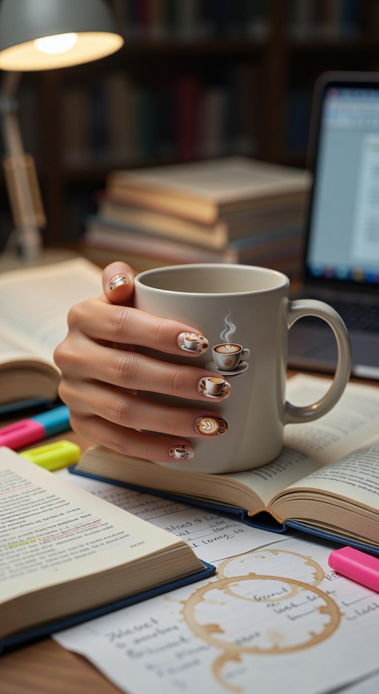 caffeine inspired chic nail design